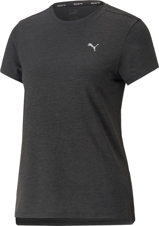 PUMA RUN FAVORITE HEATHER SS TEE W Dames Sportshirt - Puma Black Heather - Maat S