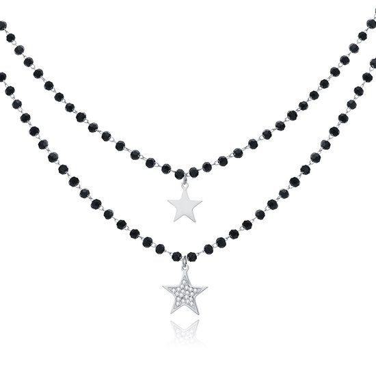 Cilla Jewels Lookinggoodtoday Dubbel Laags Ketting Kristal Kralen - Stars Silver