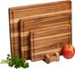 Relaxdays Planche à découper, Set de 3, 3 Tailles, Standard, Gouttière à jus, Marron