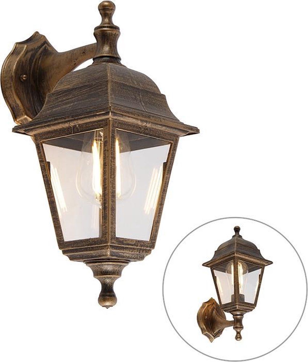 QAZQA Capital - Klassieke Wandlamp voor buiten - 1 lichts - Goud/messing