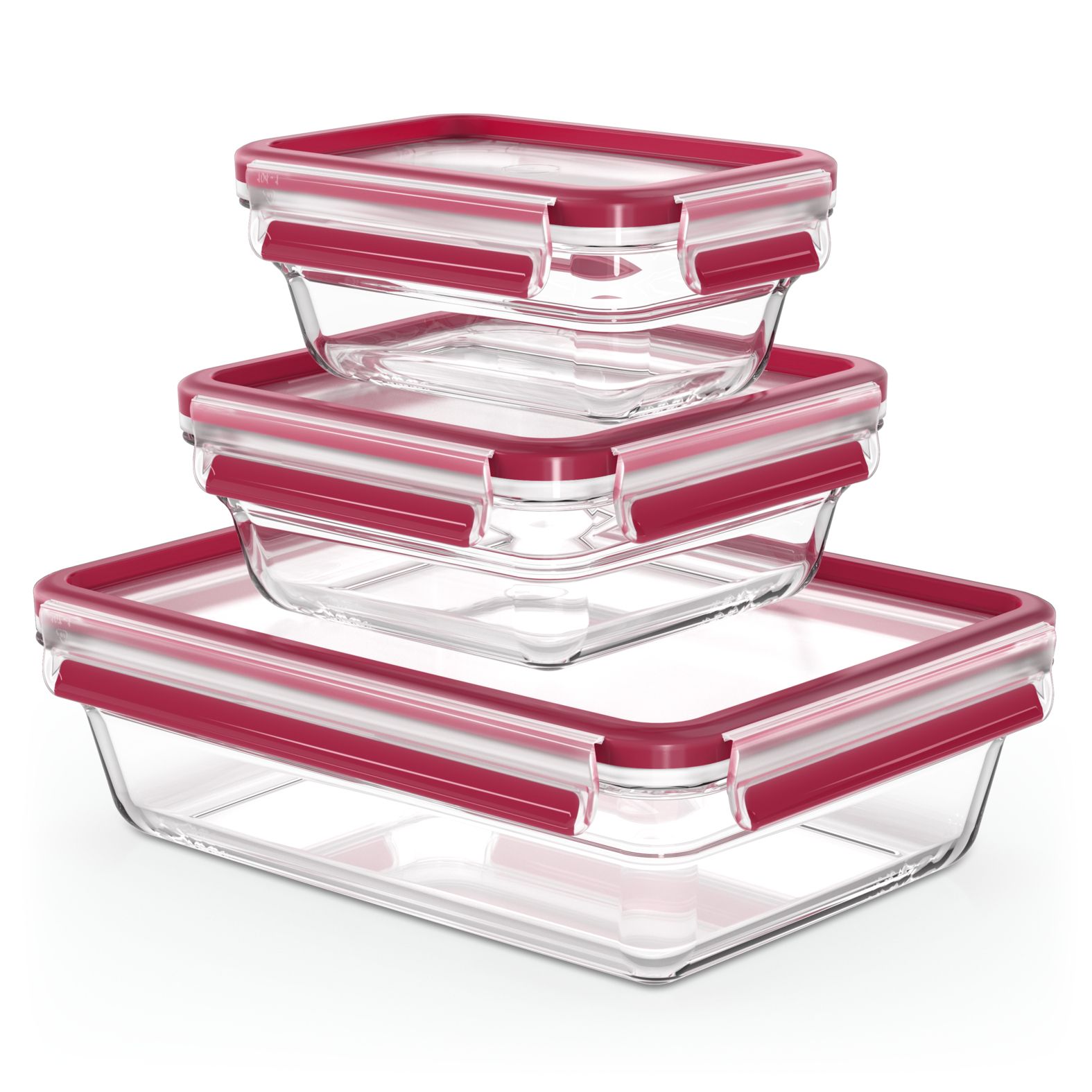 Tefal MasterSeal Glass Vershouddozenset - 3-delig - Rechthoekig - Glas