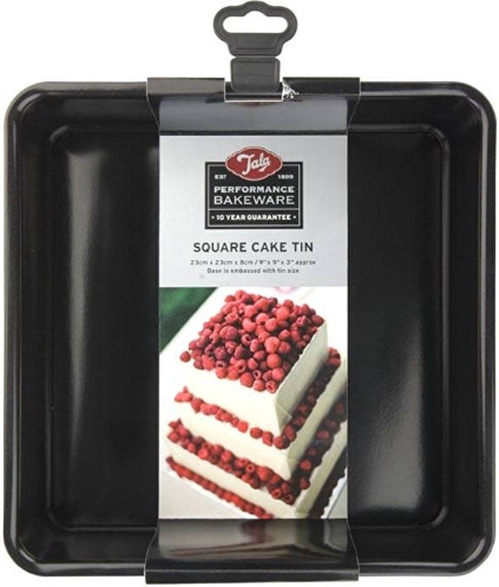 Tala Cake vorm vierkant Performance Bakeware 23 cm zwart staal