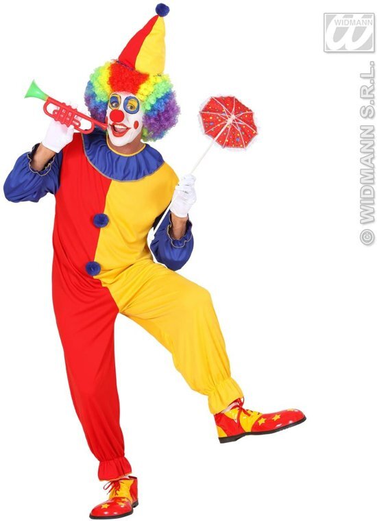 Widmann Clown & Nar Kostuum Vrolijke Clown Bicolour Kostuum Man Small Carnaval kostuum Verkleedkleding