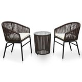 vidaXL 3-delige bistroset - bruin - PE-rattan - met kussens