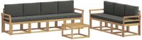 vidaXL - Bank loungeset - 4 zitplekken - wit en antracietkleurig - acacia hout