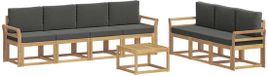 vidaXL - Bank loungeset - 4 zitplekken - wit en antracietkleurig - acacia hout