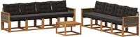 vidaXL Hoek loungeset 8-zits Naturel en zwart Acacia hout