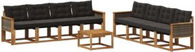 vidaXL Hoek loungeset 8-zits Naturel et noir Acacia bois