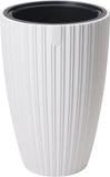 Form Plastic Plantenpot/bloempot Mika - kunststof - wit - D40 x H58 cm - met binnenpot - rond