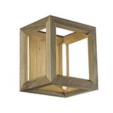 Homemania HOMBR_0249 Wandlamp, kubusvormig, acryl, hout, 22 x 20 x 19 cm