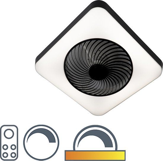 Merkloos QAZQA Climo - Design LED Dimbare Plafondventilator met Lamp - Zwart