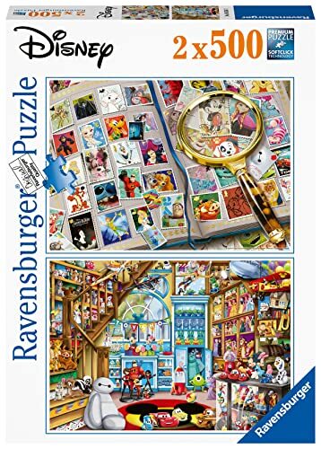 RAVENSBURGER PUZZLE 80558, Disney films en figuren, 2 x 500 stukjes puzzel voor volwassenen en kinderen vanaf 12 jaar, exclusief bij Amazon