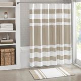 Madison Park Spa wafel-douchegordijn, stof met 3M Scotchgard vochtregulatie, moderne woondecoratie, standaard, 182,9 x 182,9 cm, taupe