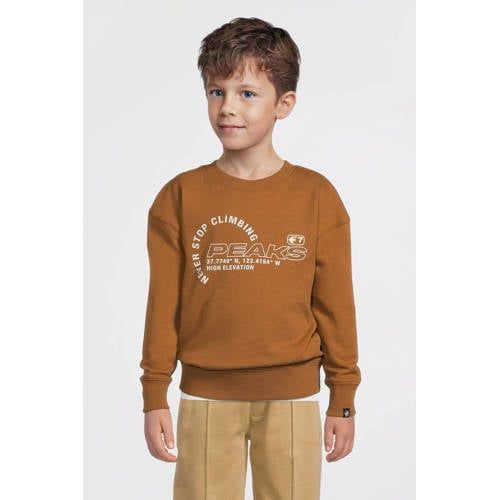 Me & My Monkey sweater met printopdruk bruin