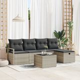 vidaXL Bankstel 6-delig Lichtgrijs Poly Rattan