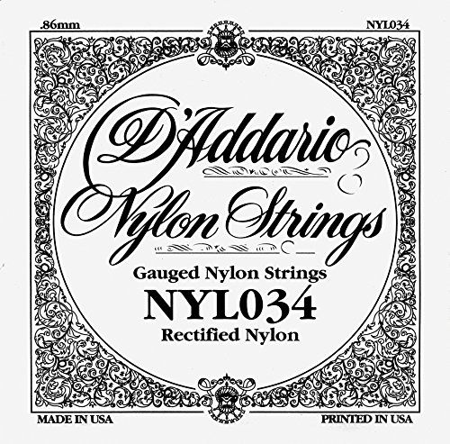 D'Addario NYL034 Single String Concert Guitar Rectified Nylon .034 Silver Wound