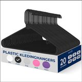 SereneLife Kleerhangers - Plastic Hangers, Kledinghanger Set-20-Pack - Zwart