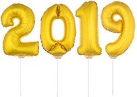 Shoppartners Bv 2019 folie ballonnen op een stokje - goud - oud en nieuw versiering
