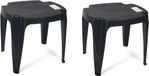 Gerimport Tuin bijzettafeltje/voetenbankje - 2x stuks - antraciet - kunststof - 42 x 37 x 38 cm