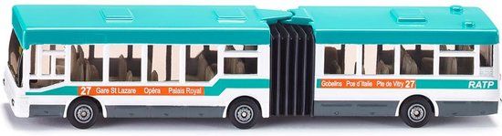 SIKU 1671FR, gelede bus RATP Frankrijk, metaal/kunststof, turquoise/wit