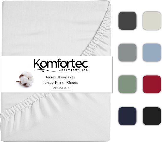 Komfortec Jersey Stretch Hoeslaken 200x200 cm - 30cm Matrasdikte - Wit