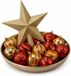 Holly & Jolly Kerstversiering set - 16x kerstallen - met ster piek - rood met goud