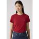 Levi's Dames The Perfect Tee T-shirt, Gestreept Chesthit Logo, Rhythmic Red, XL