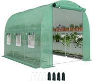 Outsunny Tunnelkweekkas - Verzinkt staal, PE - 198L x 275B x 191H cm - Groen