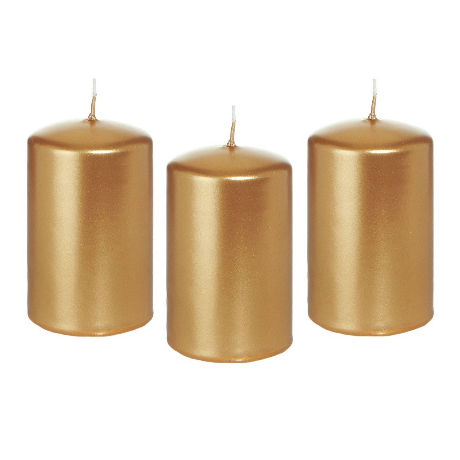 Trend Candles 8x Gouden cilinderkaars/stompkaars 5 x 8 cm - Geurloos