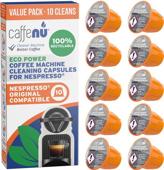 Caffenu Reinigingscups voor Nespresso Original - 10 Reinigingscapsules - Koffiemachine Reiniger - Verbetert Smaak & Levensduur Koffiezetapparaat