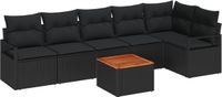 vidaXL Tuinbank Set Zwart Poly Rattan