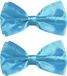 Partychimp Carnaval verkleed vlinderstrikje zijdeglans - 2x - turquoise blauw - polyester - heren/dames
