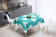 Bonamaison Tafelkleed, Anti-Mold, Sneldrogend, Waterdicht, 100% Polyester Tafellaken, Turkoois, wit, 140 x 140 Cm