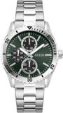 Guess Velocity GW1061G1 Herenhorloge, Analoog, Roestvrij Staal, 43mm, Zilverkleurig/Groen