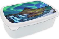 MuchoWow Broodtrommel - Wit - Lunchbox - Noorderlicht - 18x12x6 cm - BPA-vrij
