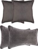 Atmosphera Bank/sierkussens Sophia - set 4x - Donkergrijs - polyester - met rits