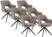 Vente-unique Set van 6 draaistoelen met stoffen en metalen armen - Taupe - KONYA