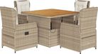 vidaXL 5-delige Tuinset met kussens, beige, polyrotan