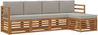 vidaXL Acacia Hout Bank Loungeset 5-zits Natuurlijk en Lichtgrijs