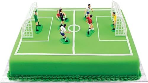 PME FS009 Voetbaltopper voor taarten en cupcakes, 9-delige set, kunststof, meerkleurig, 10 x 4 x 6,3 cm
