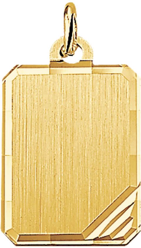 The Jewelry Collection Graveerhanger Mat Gediamanteerd - Geelgoud (14 Krt