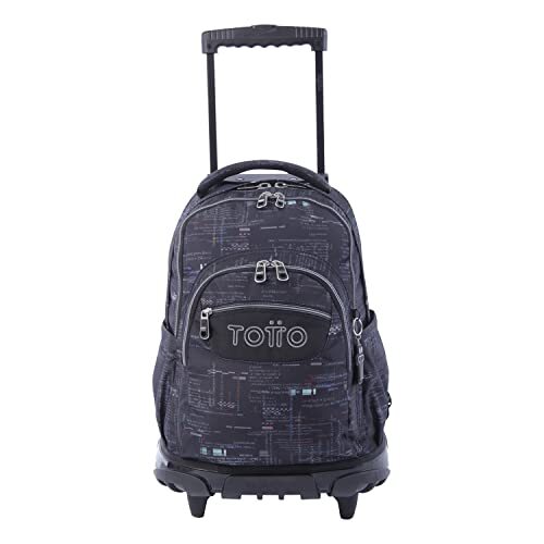 Totto Schoolrugzak met rollen letters internet ringlones kleur zwart, Blanco Y Gris, L, Casual