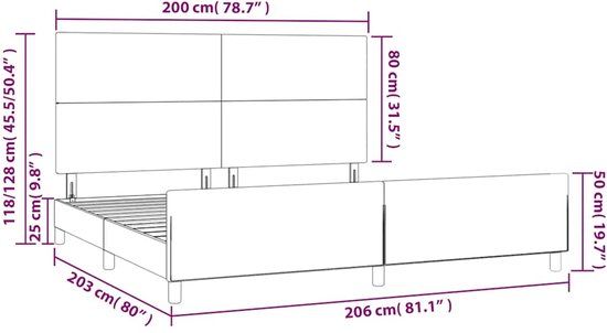 vidaXL Bedframe zonder matras stof zwart 200x200 cm