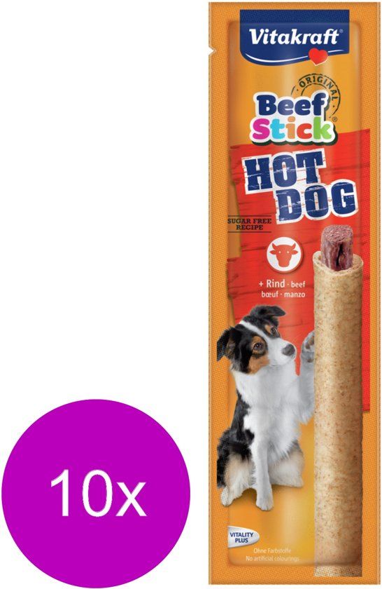 VITAKRAFT Beefstick Hot Dog - Hondensnacks - 10 x Rund 30 g