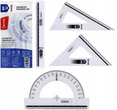 MemoBe Pratel Teken Set: Liniaal 16cm, 2 Driehoeken, Gradenschaal