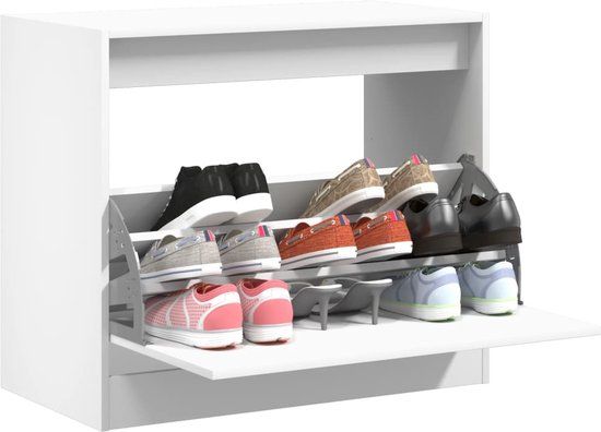 vidaXL Schoenenkast - 80x42x69 cm - Wit - Hout - 9 paar schoenen