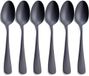 Ibenzoa® Set de couverts, cuillères de table, noir mat avec finition satinée – 6 cuillères en acier inoxydable, 19,8 cm, lavable au lave-vaisselle