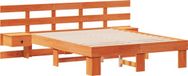 vidaXL Bedframe met hoofdeinde, bruin, 140 x 190 cm, massief grenenhout