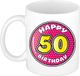 Bellatio Decorations Verjaardag cadeau mok - 50 jaar - roze - 300 ml - keramiek - Sarah