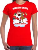 Bellatio Decorations Shoppartners Bv Fout Kerstshirt / Kerst t-shirt Drank en drugs rood voor dames - Kerstkleding / Christmas outfit XXL
